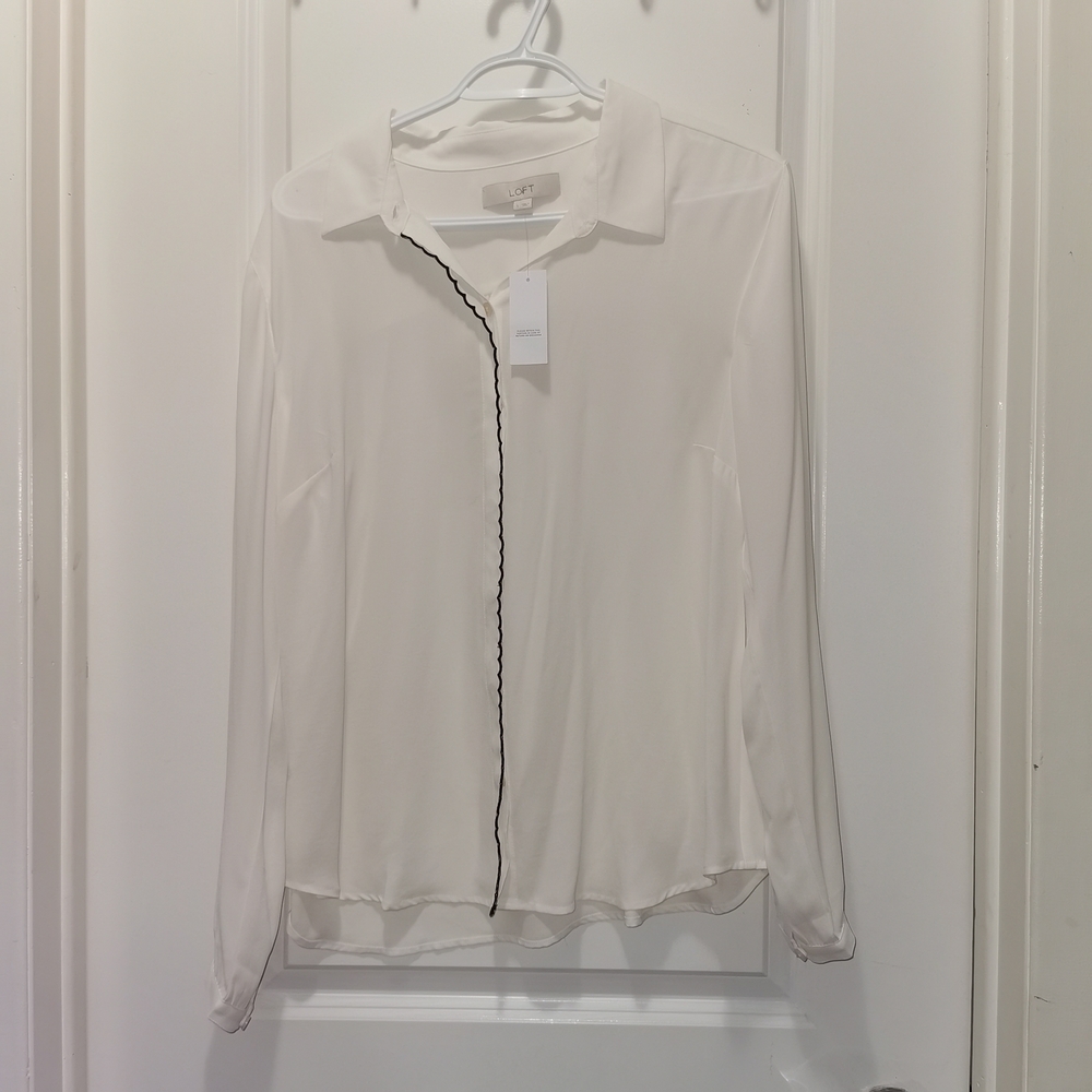 LOFT White Button‎ Down Shirt
